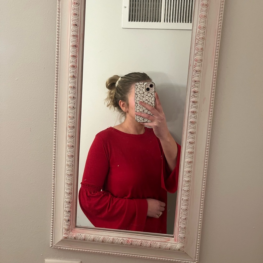 Red bell sleeve top